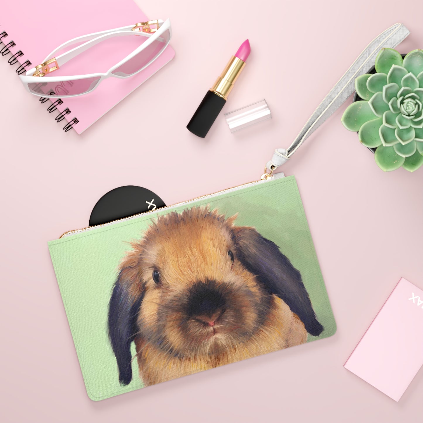 Clutch Bag with Holland Lop Face