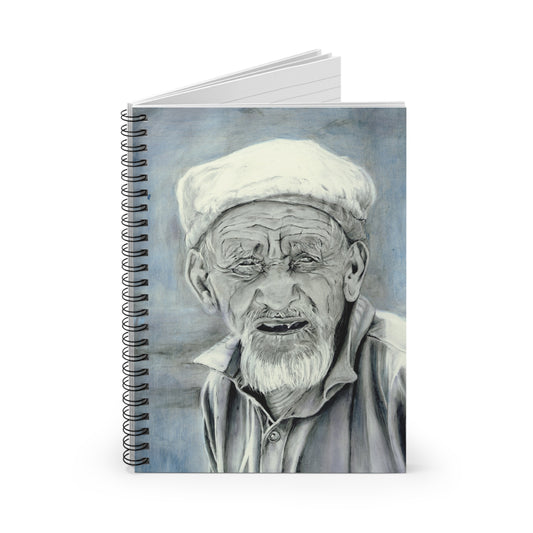 Portrait Notebook — Hand‑Drawn Elder Man Spiral Journal (Ruled)