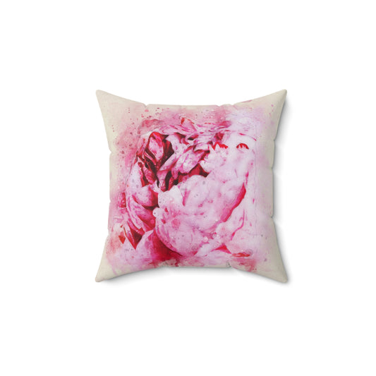 Pink Peony Pillow with Zipper - Floral Pillow