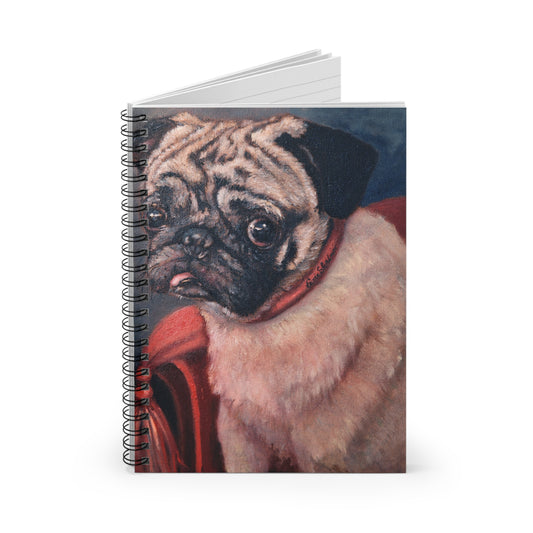 Pug Portrait Spiral Notebook — Ruled Journal for Dog Lovers