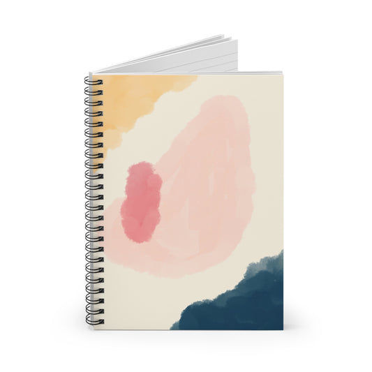 Abstract Watercolor Spiral Notebook — Pastel Pink & Navy Ruled Journal