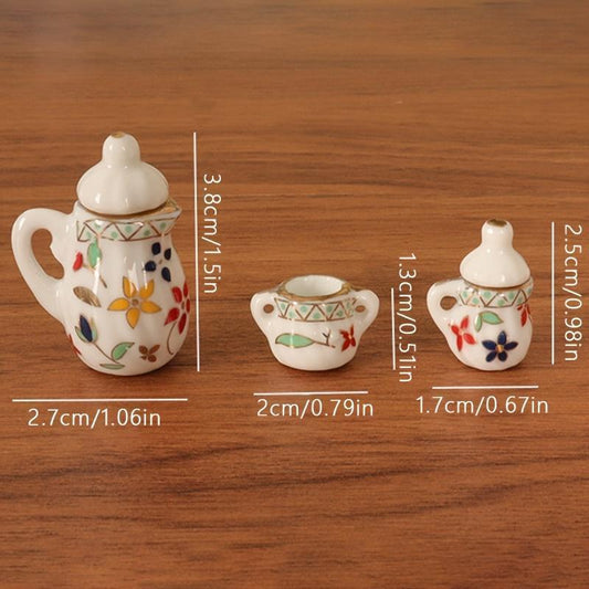 Realistic Ceramic Teapot & Kettle Set 1 12 Scale Ceramic Dishes dimensions