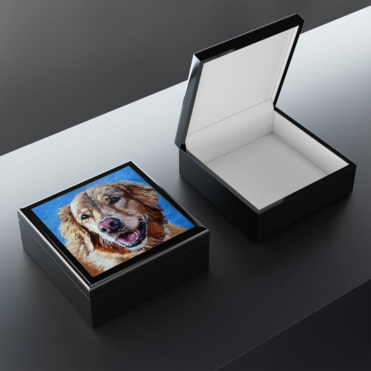 Jewelry Box / Keepsake Box Golden Retriever Lacquer Box open
