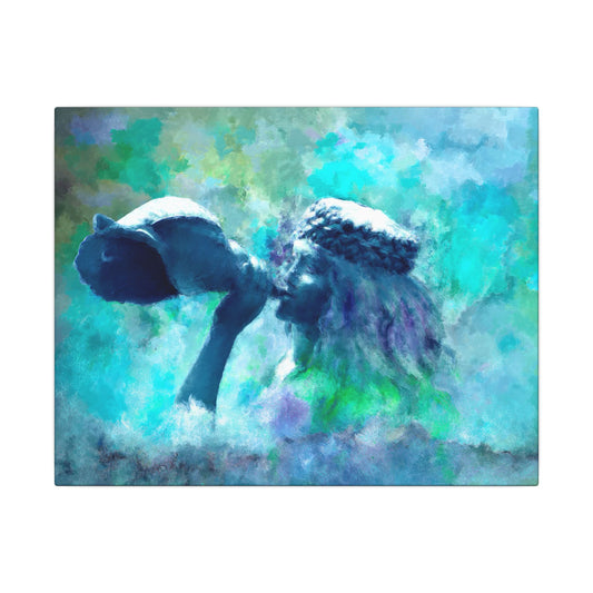 Canvas Print - Sea Nymph Conch Horn Painting