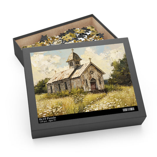 Rustic Country Church Puzzle (120, 252, 500-Piece) 8x10in