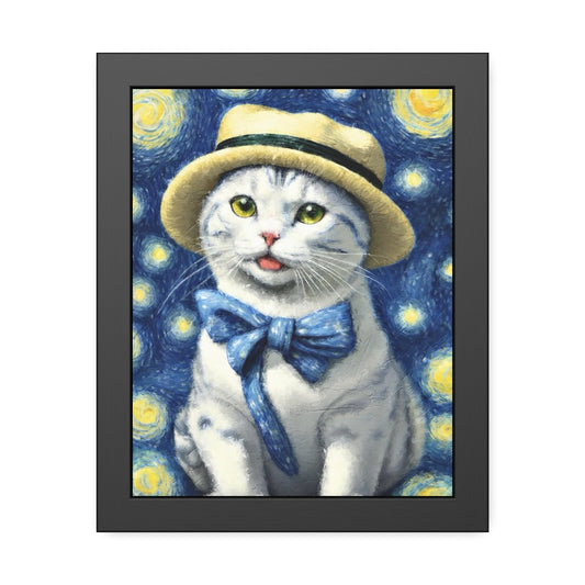 Starry Eye Cat Poster - Framed Paper Posters