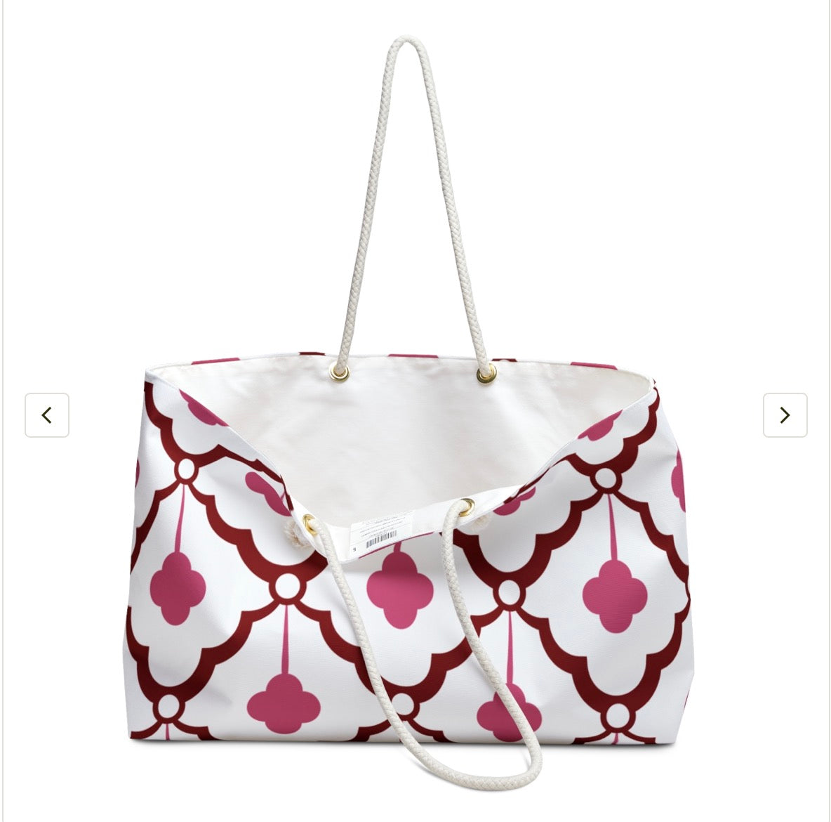 Tote Bag Pink and White Modern Organic Print in Burgundy and Fuchsia interior
