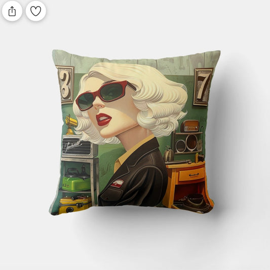 ToolTimeBlonde Throw Pillow 16"x16"-back