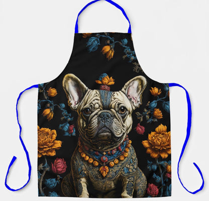 Apron Mexican Folk Art Bulldog blue strap
