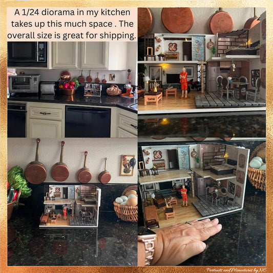 Bachelor Flat Diorama - 1/24 scale Room Box Miniature diorama size