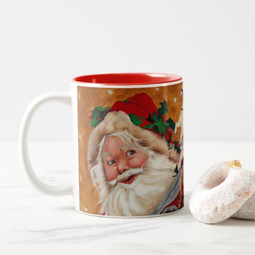 Jolly Santa Christmas Two-Tone Coffee Mug 11oz