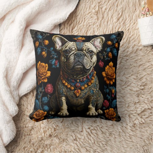Mexican Folk Art French Bulldog Pillow 16"x16"