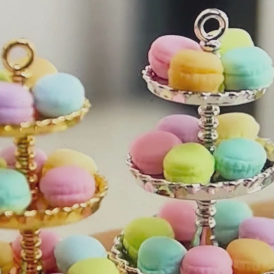  Miniature Macaron  Dollhouse Three Tiered Cake Stand - 1:12 Scale Dollhouse Kitchen Accessory video
