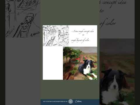 Border Collie Dog Digital Pet Portrait Painting
