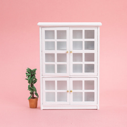 Miniature Glass Cabinet 1/12 Scale Dollhouse Furniture white front
