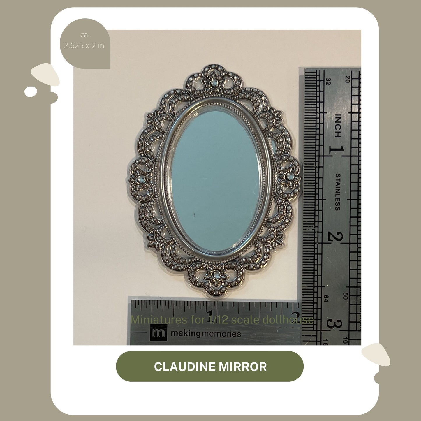 Claudine Mirror 1/12 scale dollhouse accessories