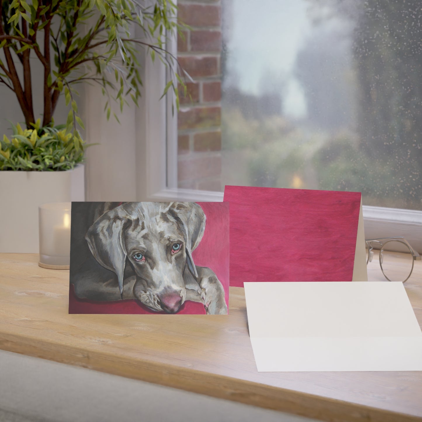 Weimaraner Greeting Card - Folded Greeting Cards (1, 10, 30, and 50pcs)