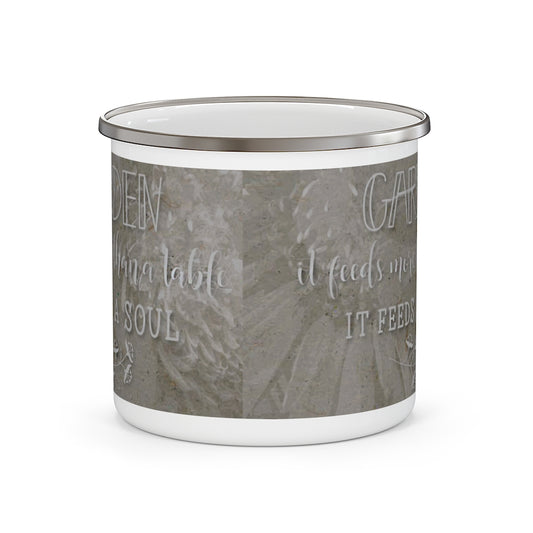 Enamel Camping Mug with Gardening Quote - Gifts for Gardeners