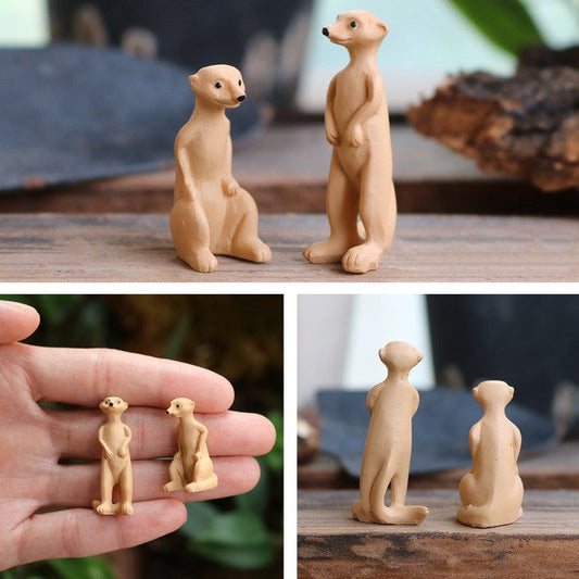 2 Miniature Meerkats 1 12 Scale Diorama and Dollhouse Animals