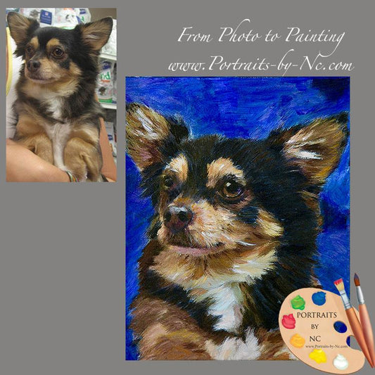 Chihuahua Dog Oil Portrait painted from Photo