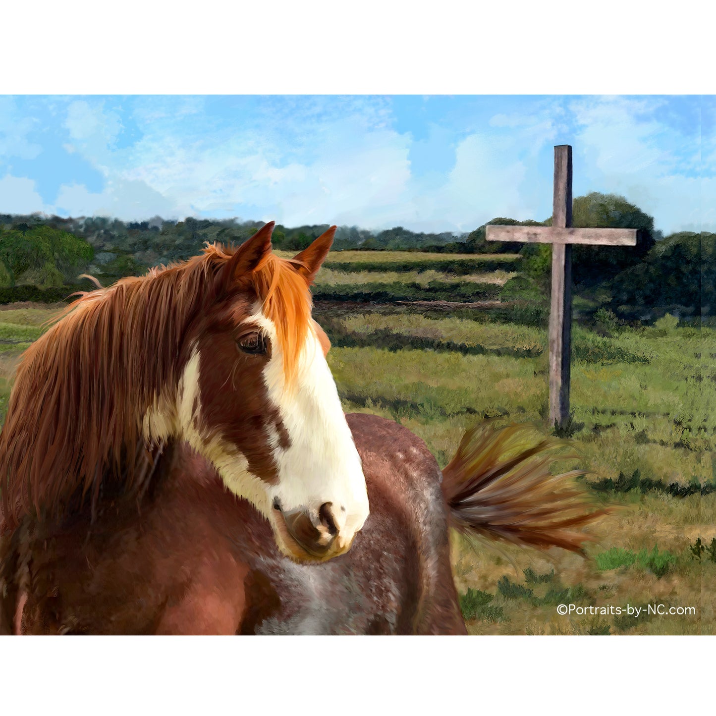 Clydesdale Horse Portrait — Commissioned Oil - custom pet portraits hand-painted and digital by portrait artist Enzie Shahmiri