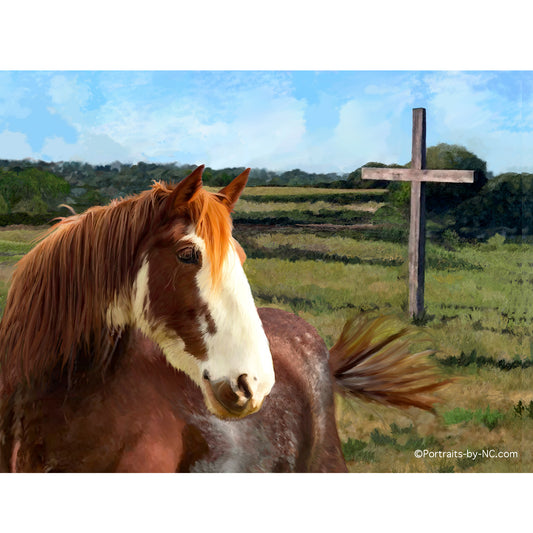 Clydesdale Horse Portrait — Commissioned Oil - custom pet portraits hand-painted and digital by portrait artist Enzie Shahmiri