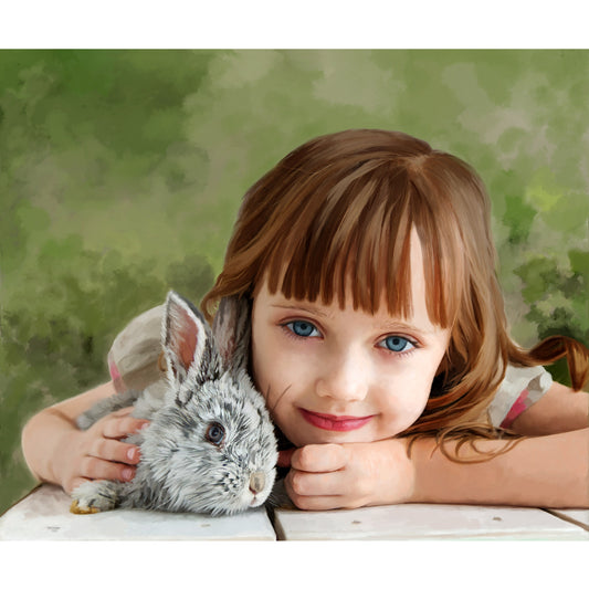 Child Portrait - Girl with Bunny