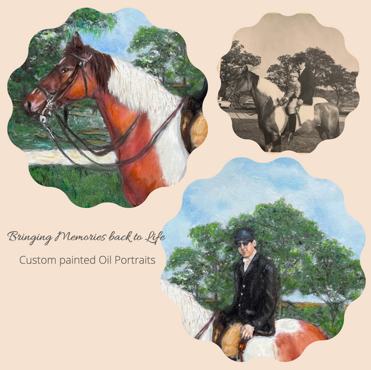 Custom Horse and Rider Oil Portrait from Photo