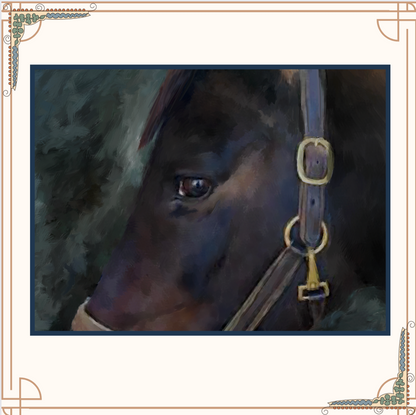 Dark Brown Horse Digital Portrait - Custom Painted Portrait