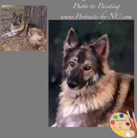 German Shepherd Digital Portrait from photo