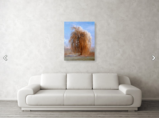 Stretched Canvas Print - The Lone Willow Tree - Landscape Print over sofa