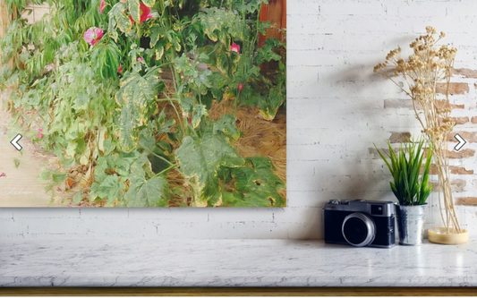 Hollyhock Floral Metal Art Print