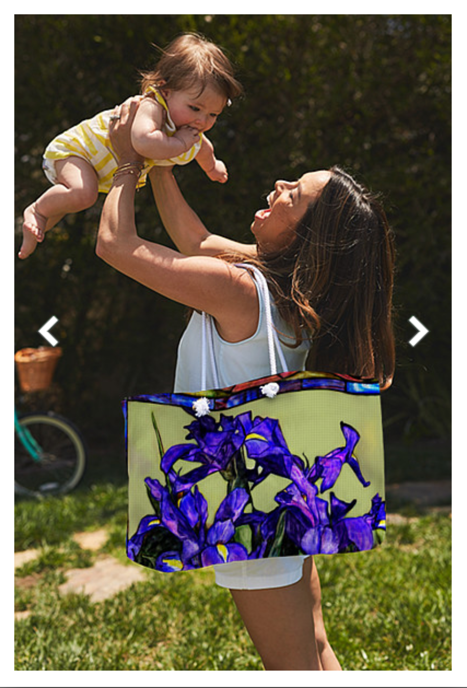 Weekender Tote Bag - Customizable Carryall Tote Bag - Tiffany Style Blue Iris Design