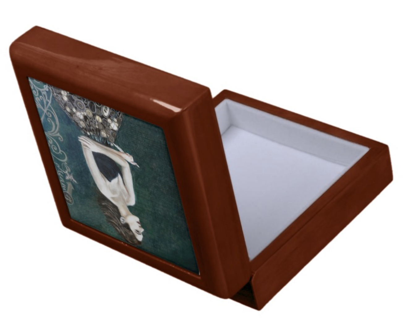 Keepsake Box - the Novelist - Golden Oak Box - Felt Lined