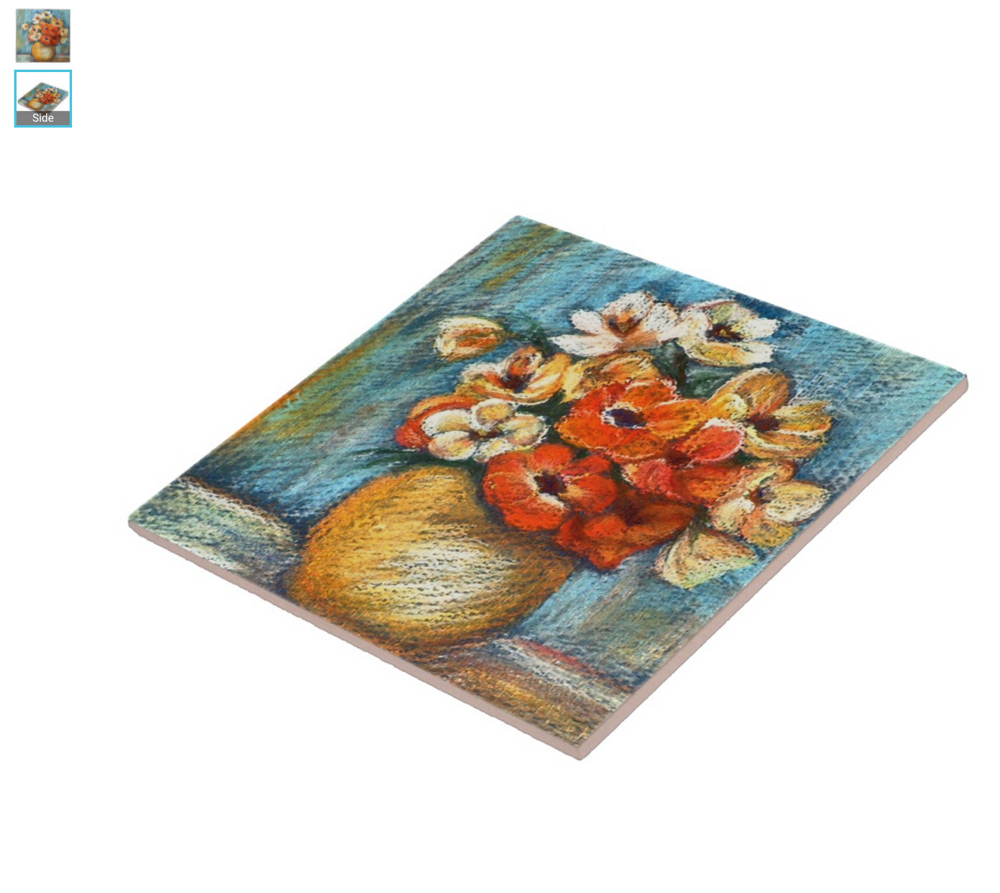 Floral Bouquet Ceramic Tile Side View