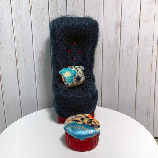 This Boho Style Armchair with Pillow and Poof 1/24 Scale Dollhouse Furniture