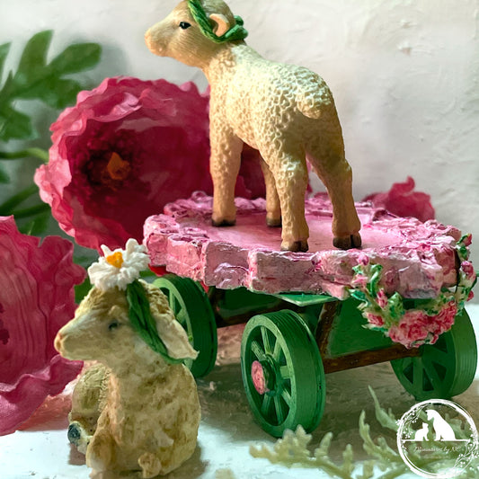 Sheep on Wheels Easter Decor (Set of 2 sheep)