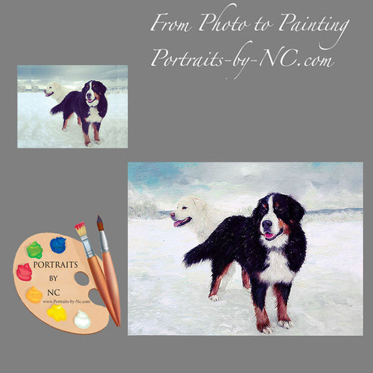 Great Pyrenees and Bernese Dog Portrait from Photo 414