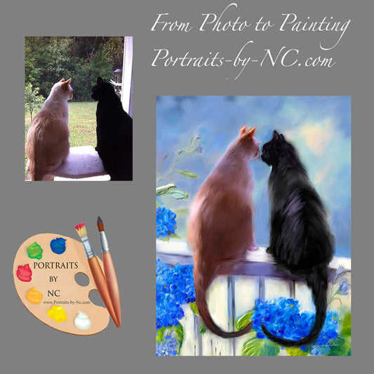 Cat Painting Love Buddies 280 - Portraits by NC