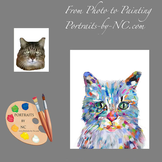 Modern Cat Painting 332 - Portraits by NC