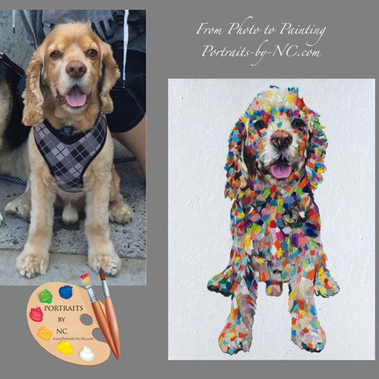 Colorful Cocker Spaniel Dog Portrait Print 371 - Portraits by NC