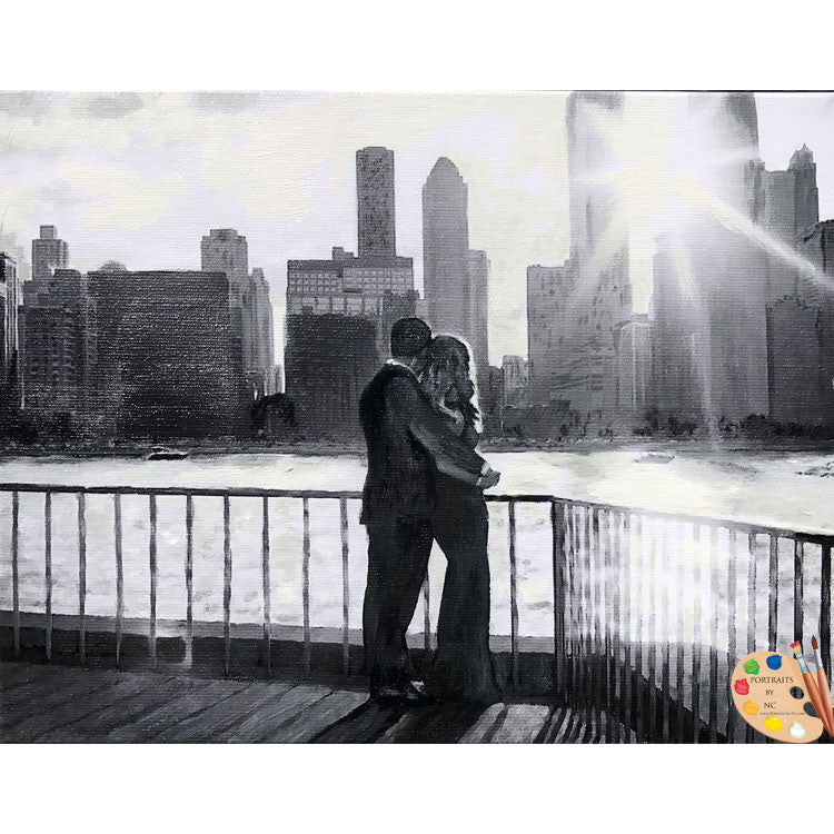Black and White Couple Painting
