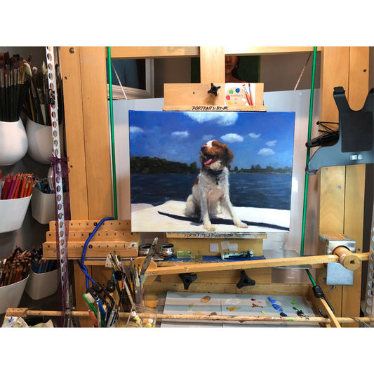 Irish Setter Painting on Easel