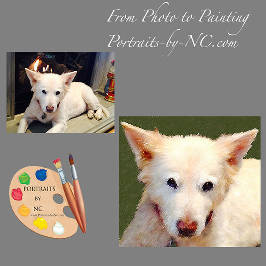 White Dog Portrait from Photo