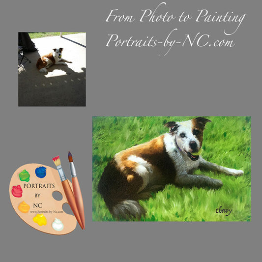 Dog Pet Portrait of Dog with Tennis Ball from Photo