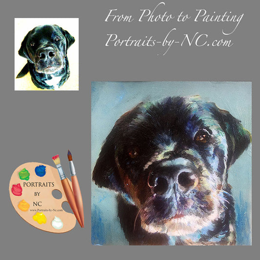 Black Dog Oil Portrait from Photo