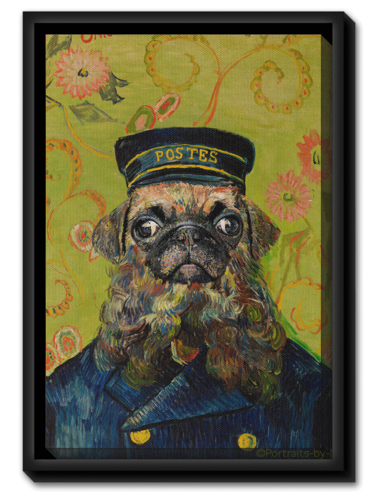Pets in Costume – Van Gogh Postmaster Costume Cat Oil Portrait