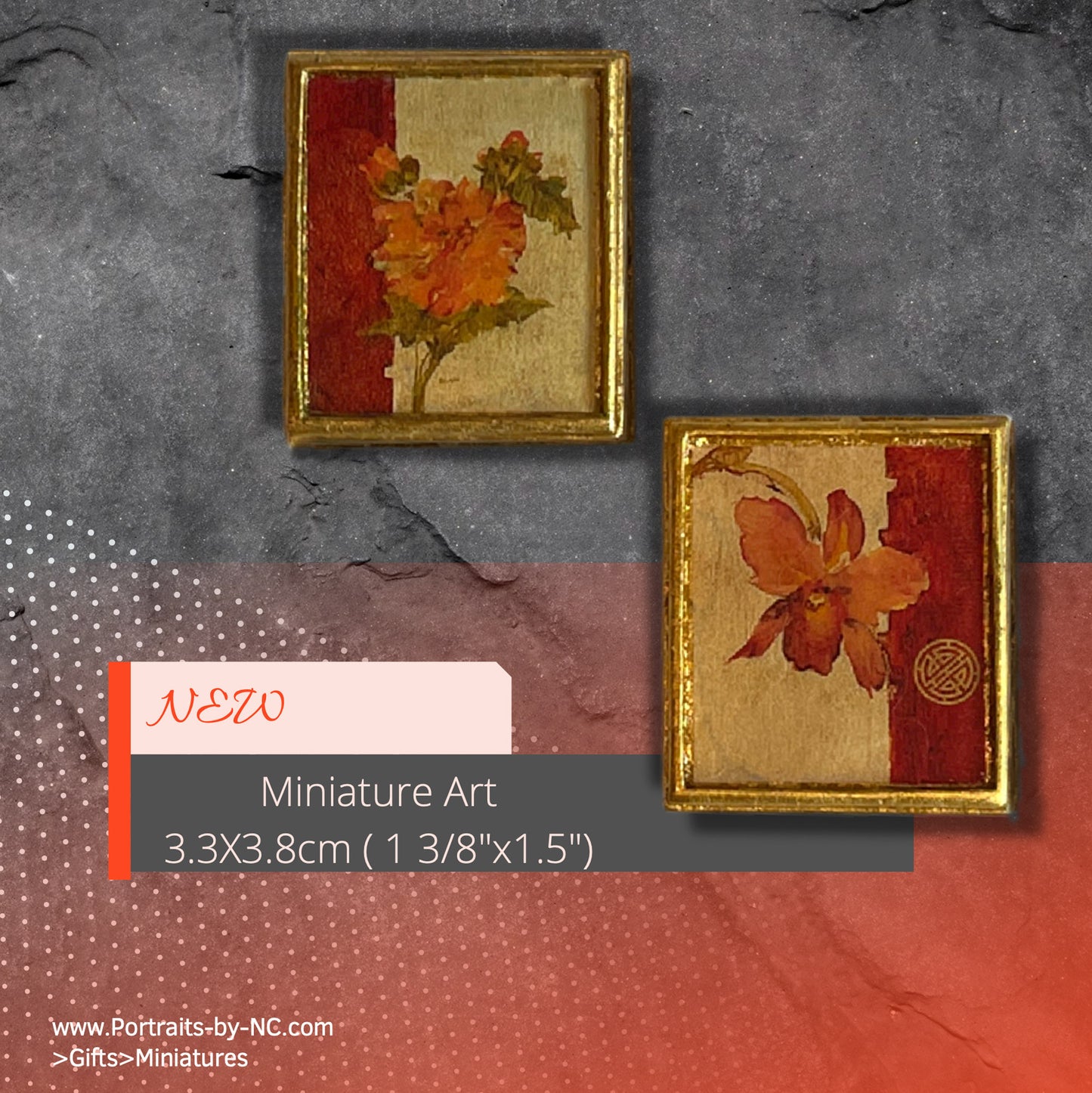 Miniature Picture Floral Art Dollhouse Accessories 1:12 Scale Art Print for Dollhouse Colorful Mini Wall Art Small with Gold Frame