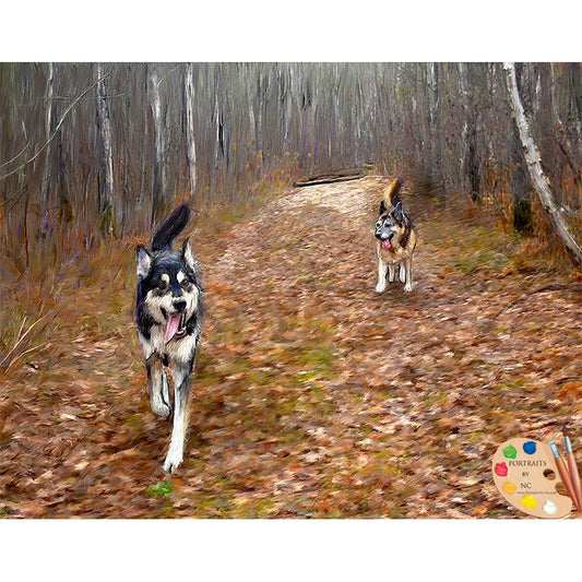 German Shepherds in Forest Portrait 397