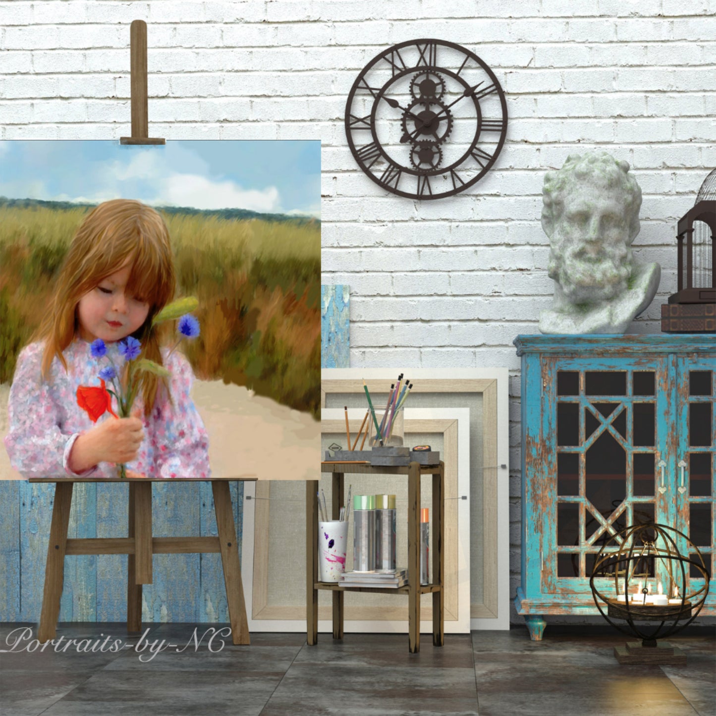 Child Portrait - Picking Cornflowers